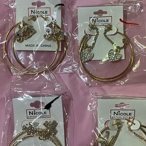 Nicole Gold Hoop Earrings with Sparkling Charms